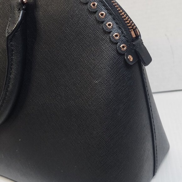 Michael Kors Emmy Dome Black Saffiano Leather Large Satchel w/ Rose Gold Tone - Picture 6 of 11